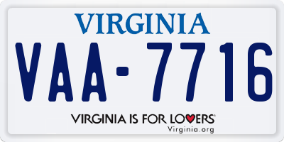VA license plate VAA7716
