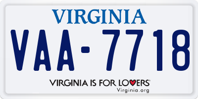 VA license plate VAA7718
