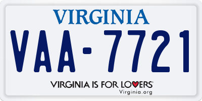 VA license plate VAA7721