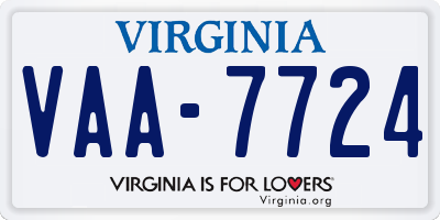 VA license plate VAA7724