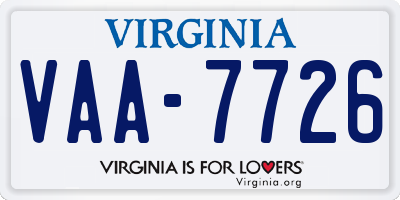VA license plate VAA7726