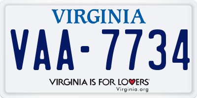 VA license plate VAA7734