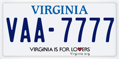 VA license plate VAA7777