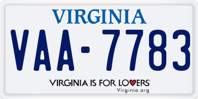 VA license plate VAA7783