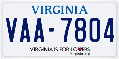 VA license plate VAA7804