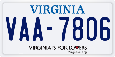 VA license plate VAA7806