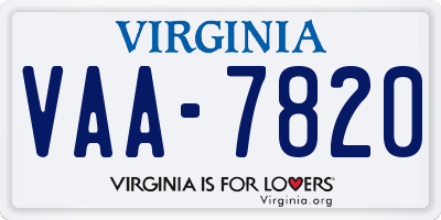 VA license plate VAA7820