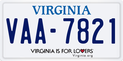 VA license plate VAA7821