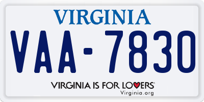 VA license plate VAA7830