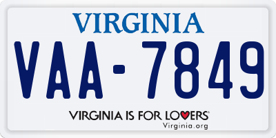 VA license plate VAA7849