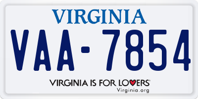 VA license plate VAA7854