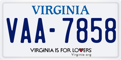 VA license plate VAA7858