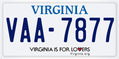 VA license plate VAA7877