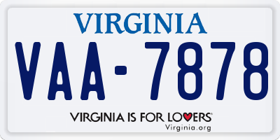 VA license plate VAA7878