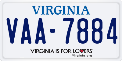 VA license plate VAA7884
