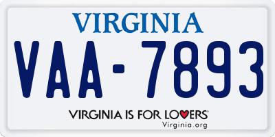 VA license plate VAA7893