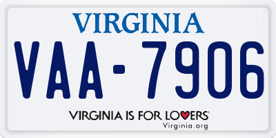 VA license plate VAA7906