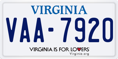 VA license plate VAA7920