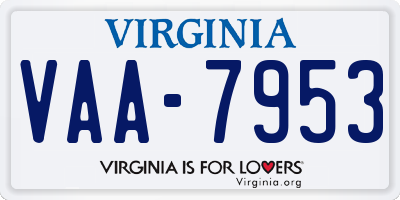 VA license plate VAA7953