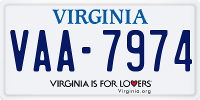VA license plate VAA7974