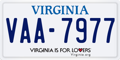 VA license plate VAA7977