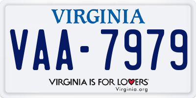 VA license plate VAA7979
