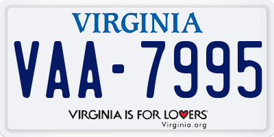 VA license plate VAA7995