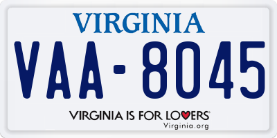 VA license plate VAA8045