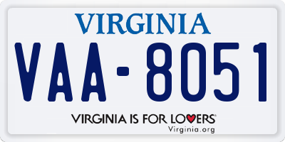 VA license plate VAA8051