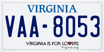 VA license plate VAA8053