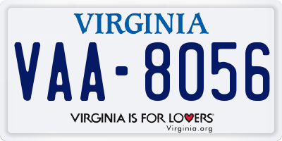 VA license plate VAA8056