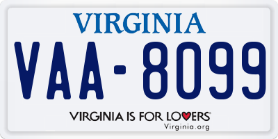 VA license plate VAA8099