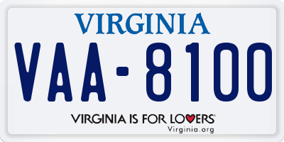 VA license plate VAA8100