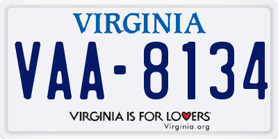 VA license plate VAA8134