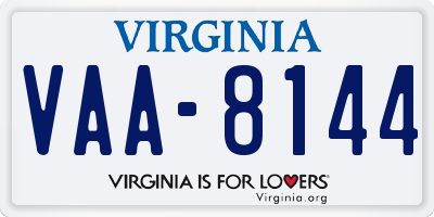 VA license plate VAA8144