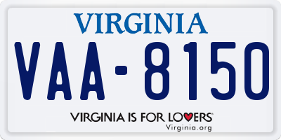 VA license plate VAA8150