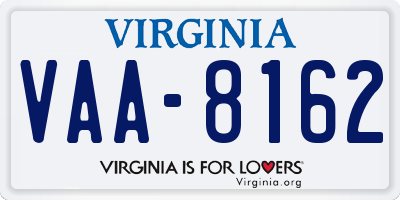 VA license plate VAA8162