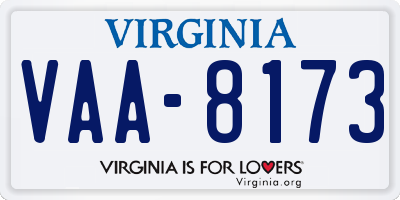 VA license plate VAA8173