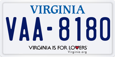 VA license plate VAA8180