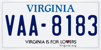 VA license plate VAA8183