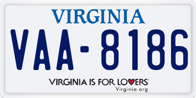 VA license plate VAA8186