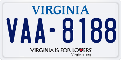 VA license plate VAA8188