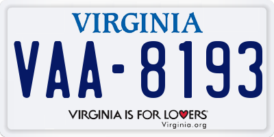 VA license plate VAA8193