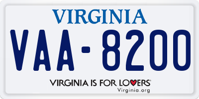 VA license plate VAA8200