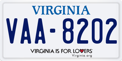 VA license plate VAA8202