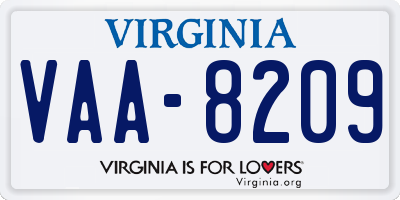 VA license plate VAA8209