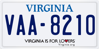 VA license plate VAA8210