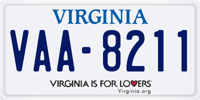 VA license plate VAA8211