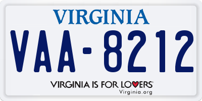 VA license plate VAA8212