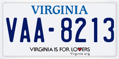 VA license plate VAA8213